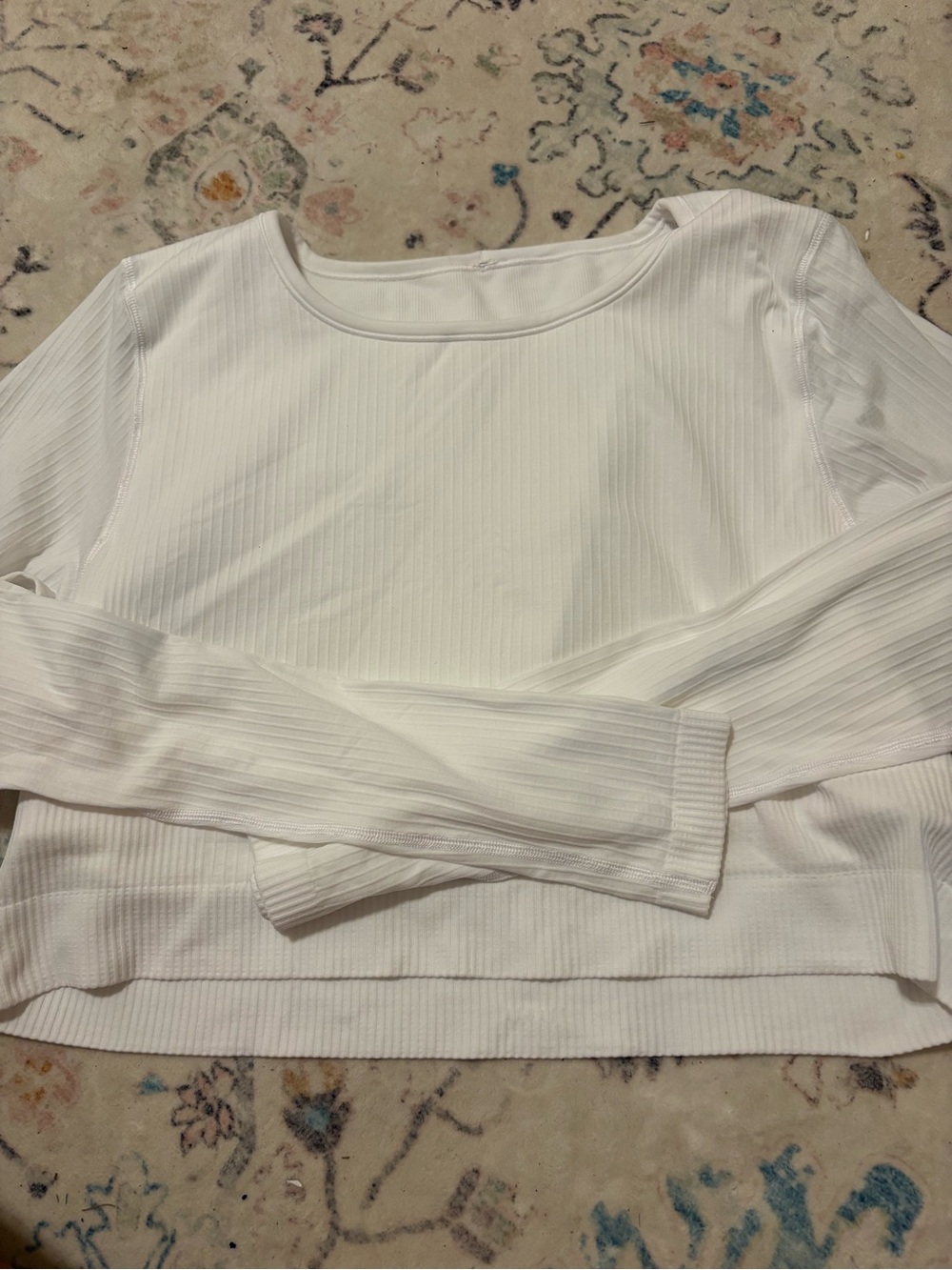 Lululemon Classic White Ribbed Long-Sleeve Top. Size 14. Like New!